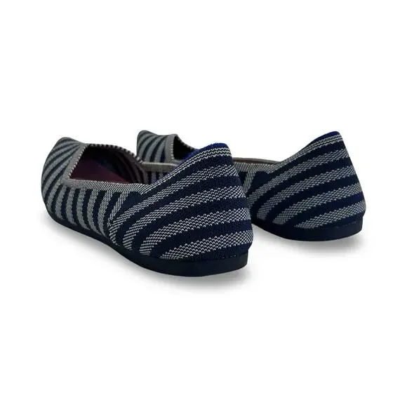 Rothys The Point Flats Womens Size 10 Blue Riviera Stripe Knit Pointed Toe - Picture 5 of 7